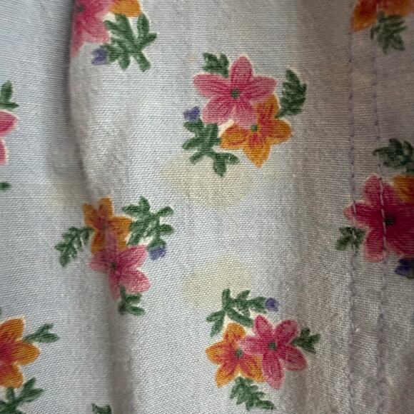 80's 90's Vintage Midi Length Baby Blue Pink Floral Button Cottage Core Skirt M - Picture 6 of 6